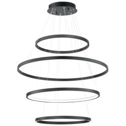 ET2 Groove 43" Wide Black 4-Tier Modern LED Ring Pendant