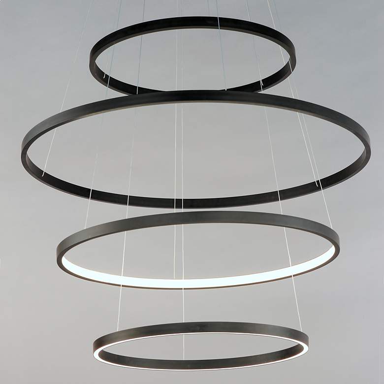 Image 2 ET2 Groove 43" Wide Black 4-Tier Modern LED Ring Pendant more views