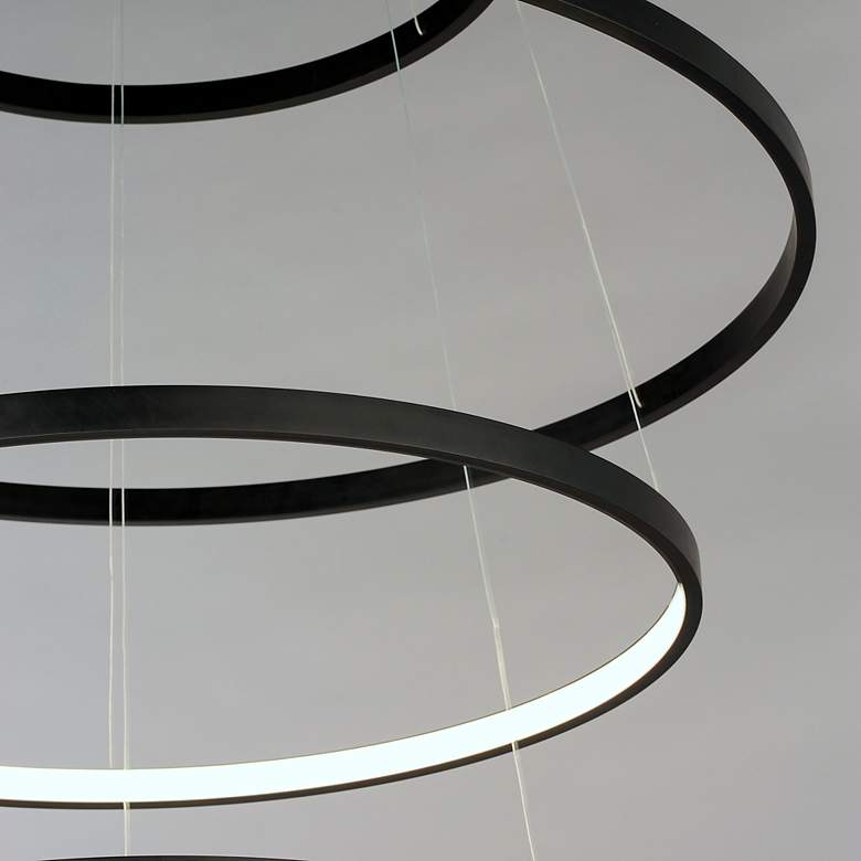 Image 4 ET2 Groove 43" Wide Black 4-Tier Modern LED Ring Pendant more views