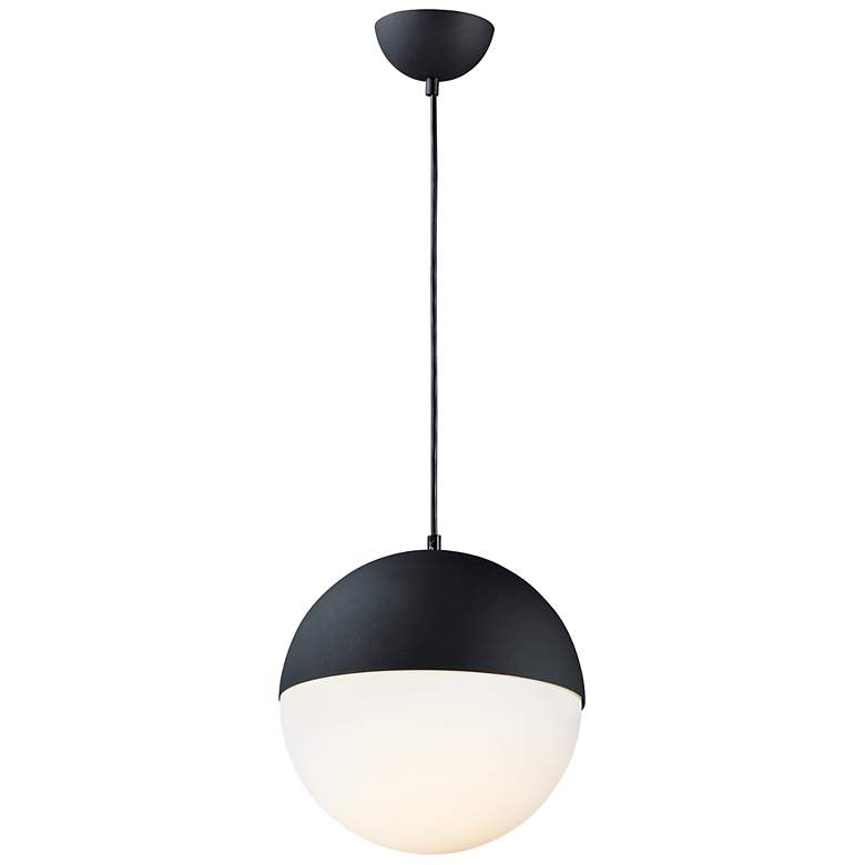 Image 1 ET2 Half Moon 11 3/4" Wide Black and White LED Mini Pendant