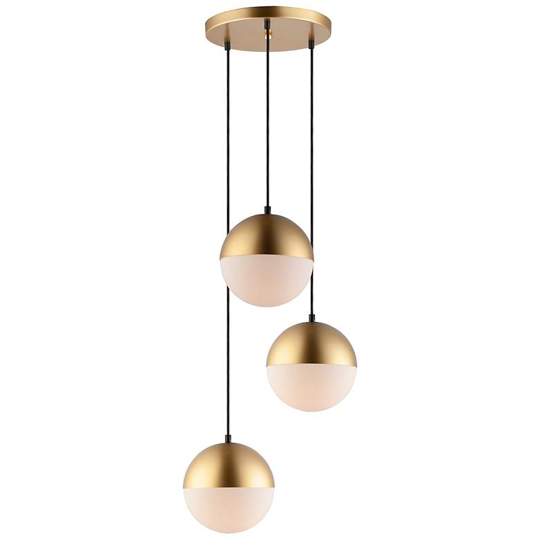 Image 1 ET2 Half Moon 16 1/2" Wide Metallic Gold 3-Light LED Pendant