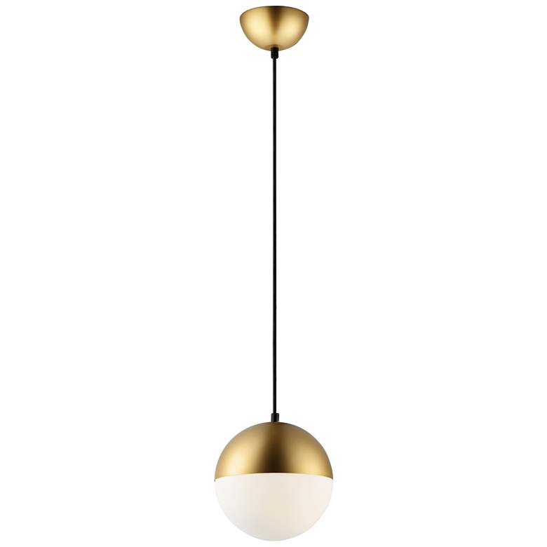 Image 4 ET2 Half Moon 7 3/4" Wide Gold LED Orb Globe Mini Pendant Light more views
