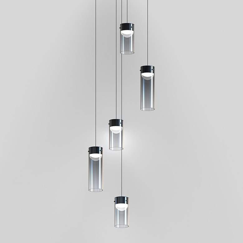 Image 1 ET2 Highball 16 1/2" Wide Smoke/Gunmetal 5-Light LED Pendant