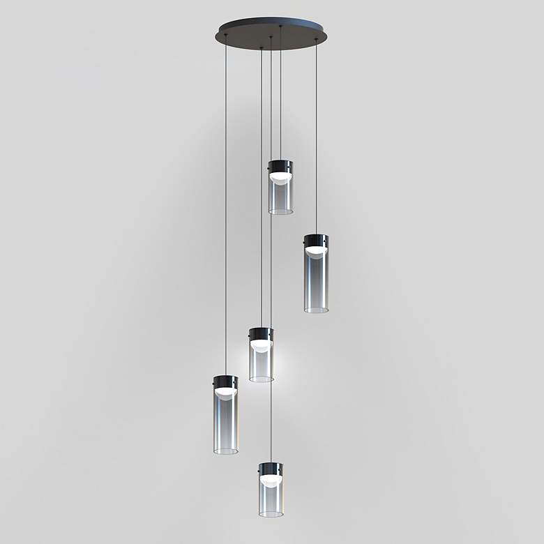 Image 3 ET2 Highball 16 1/2" Wide Smoke/Gunmetal 5-Light LED Pendant more views