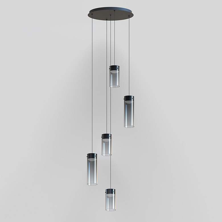 Image 4 ET2 Highball 16 1/2" Wide Smoke/Gunmetal 5-Light LED Pendant more views