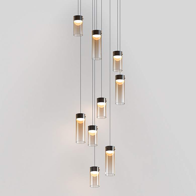 Image 1 ET2 Highball 22 3/4" Wide Amber/Gunmetal 9-Light LED Pendant