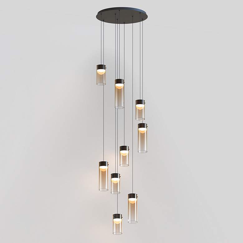 Image 3 ET2 Highball 22 3/4" Wide Amber/Gunmetal 9-Light LED Pendant more views