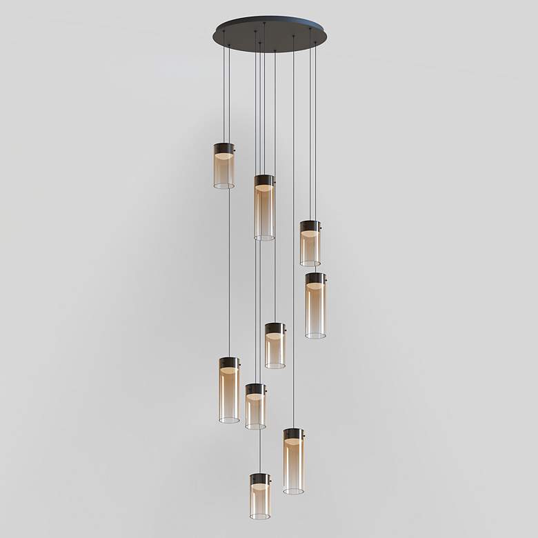 Image 4 ET2 Highball 22 3/4" Wide Amber/Gunmetal 9-Light LED Pendant more views