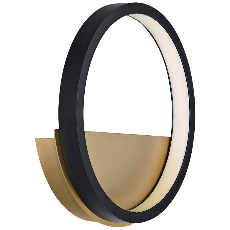 Image 1 ET2 Hoopla 11 3/4 inch High Black and Gold LED Wall Sconce