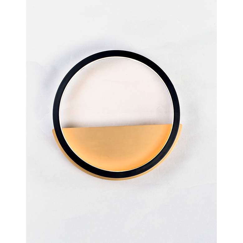 Image 3 ET2 Hoopla 11 3/4" High Black and Gold Modern Ring LED Wall Sconce more views