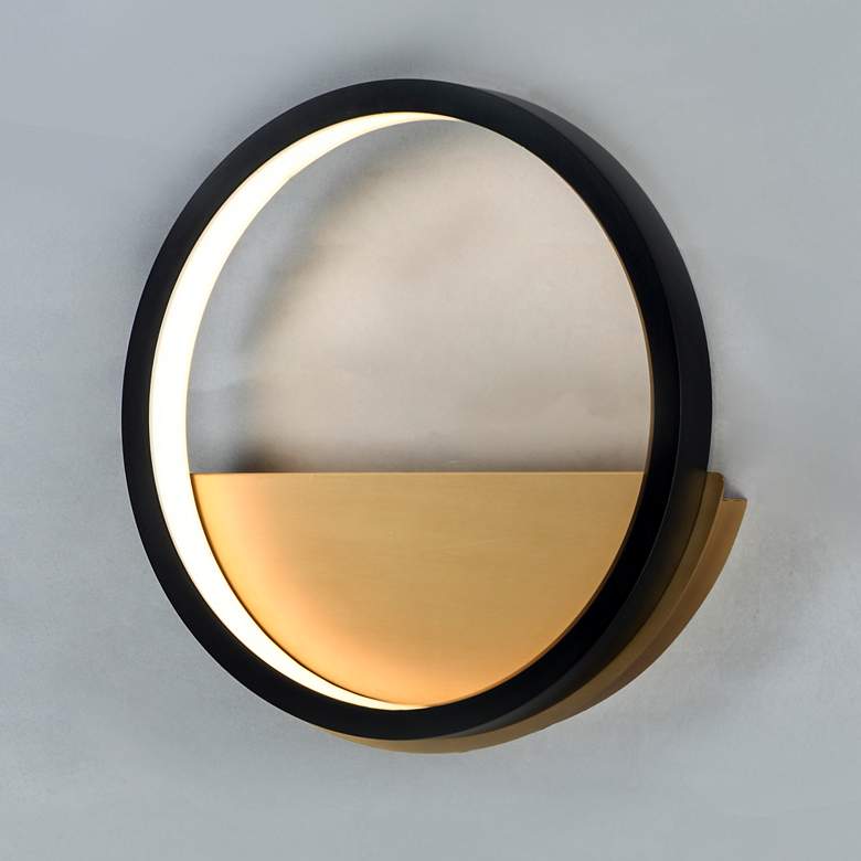 Image 4 ET2 Hoopla 11 3/4" High Black and Gold Modern Ring LED Wall Sconce more views