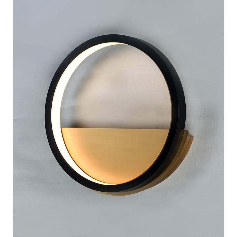 Image 7 ET2 Hoopla 11 3/4" High Black and Gold Modern Ring LED Wall Sconce more views
