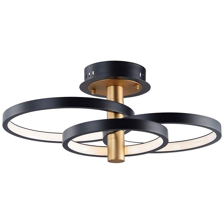 Image 2 ET2 Hoopla 15 3/4" Wide Black and Gold Modern LED Ceiling Light