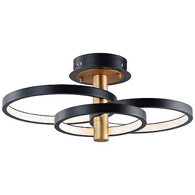 ET2 Hoopla 15 3/4" Wide Black and Gold Modern LED Ceiling Light