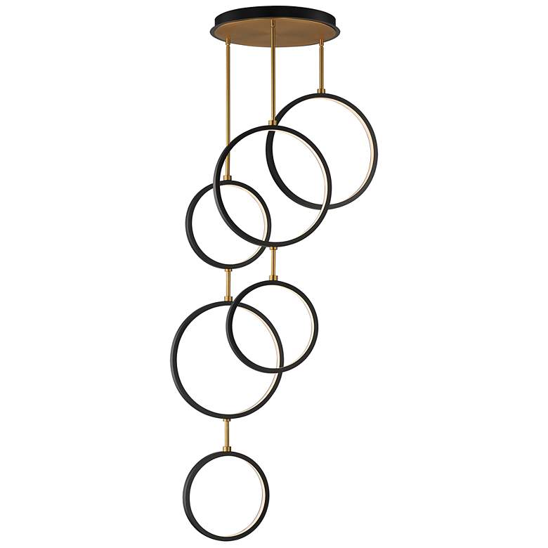 Image 1 ET2 Hoopla 25" Black/Gold 6-Light LED Pendant