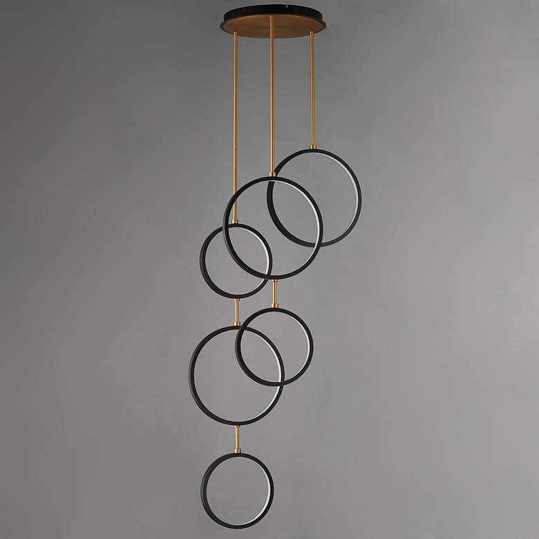 Image 2 ET2 Hoopla 25" Black/Gold 6-Light LED Pendant more views
