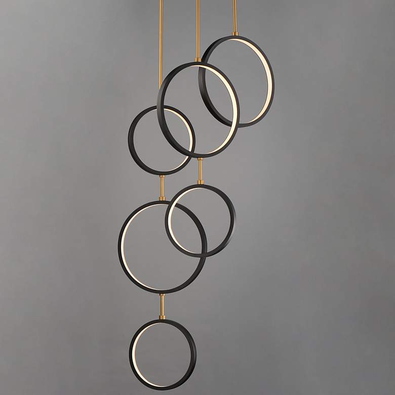 Image 3 ET2 Hoopla 25" Black/Gold 6-Light LED Pendant more views