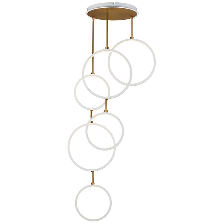 Image 1 ET2 Hoopla 25" White/Gold 6-Light LED Pendant