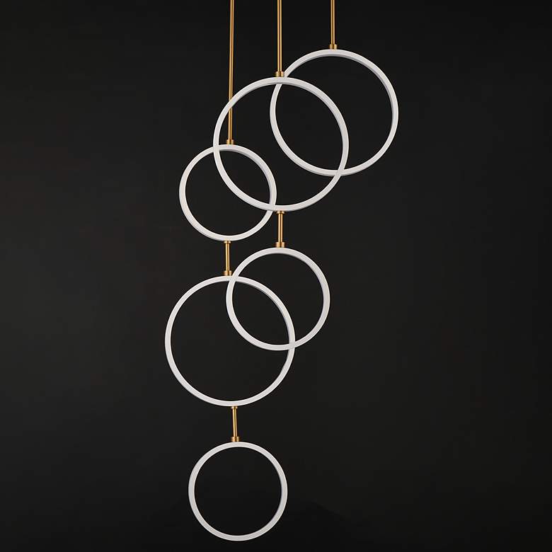 Image 3 ET2 Hoopla 25" White/Gold 6-Light LED Pendant more views