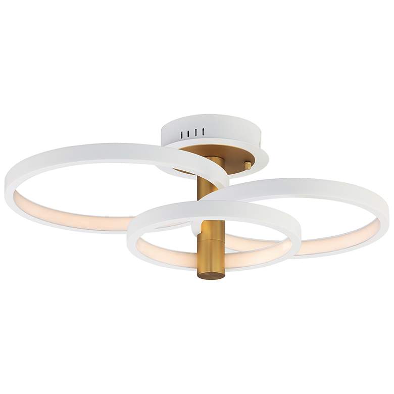 Image 1 ET2 Hoopla 26" White/Gold 3-Light LED Semi Flush Mount