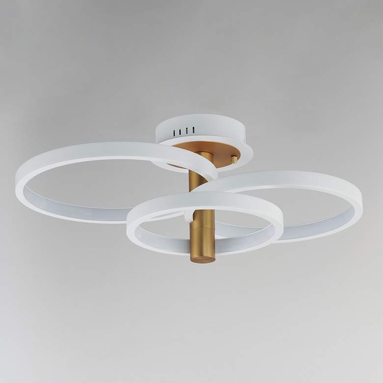 Image 2 ET2 Hoopla 26" White/Gold 3-Light LED Semi Flush Mount more views