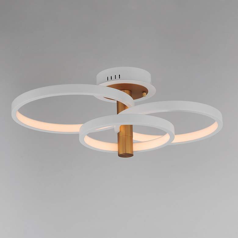 Image 3 ET2 Hoopla 26" White/Gold 3-Light LED Semi Flush Mount more views