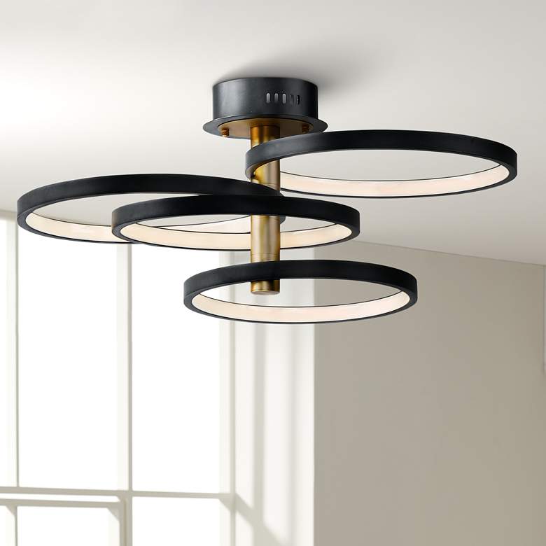 Image 1 ET2 Hoopla 33 1/2 inch Wide 4-Level Rings Modern LED Ceiling Light