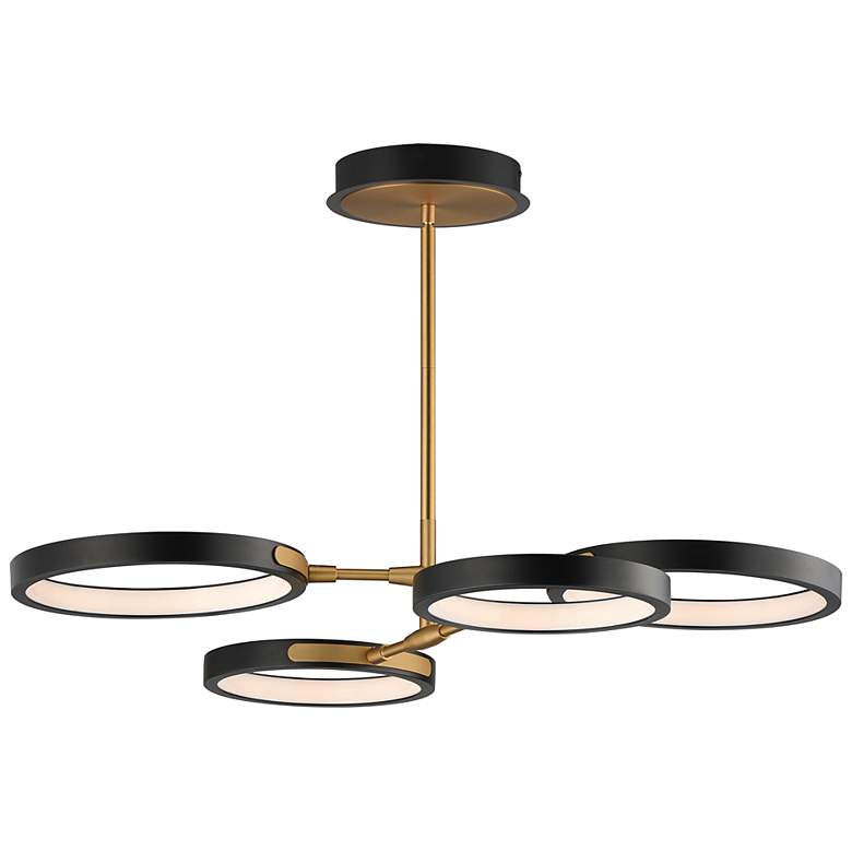 Image 1 ET2 Hoopla 33" Wide Black/Gold 4-Light LED Pendant