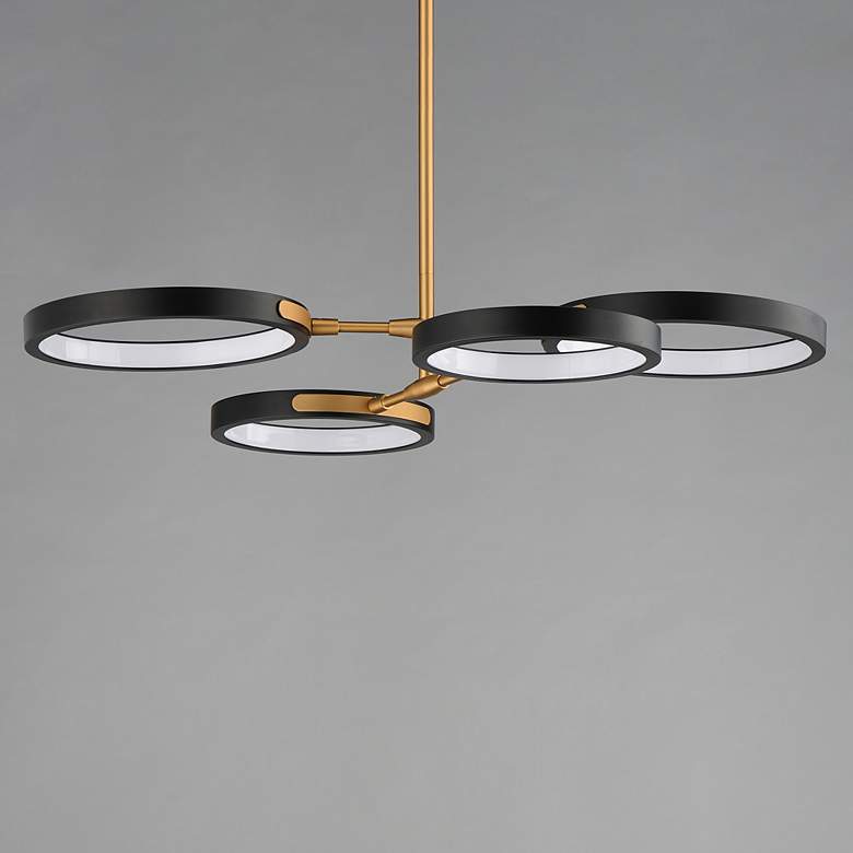 Image 2 ET2 Hoopla 33" Wide Black/Gold 4-Light LED Pendant more views