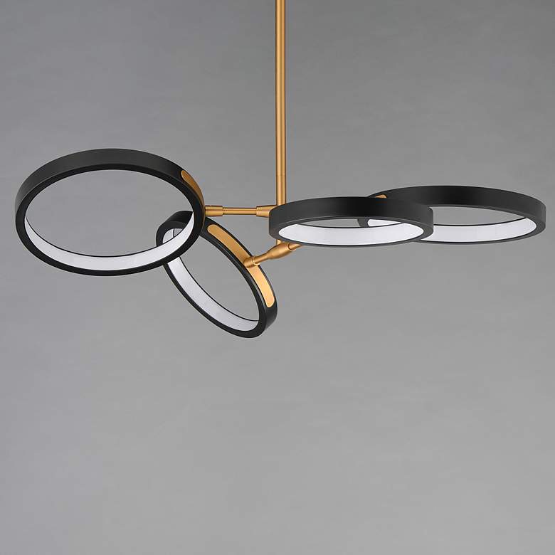 Image 3 ET2 Hoopla 33" Wide Black/Gold 4-Light LED Pendant more views
