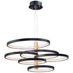 ET2 Hoopla 45 1/4"W Black and Gold 6-Light LED Pendant Light