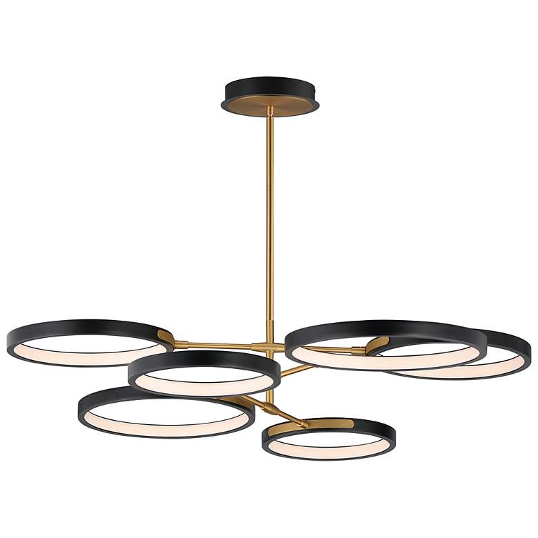 Image 1 ET2 Hoopla 47 1/4" Wide Black/Gold 6-Light LED Pendant