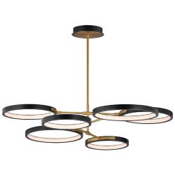 ET2 Hoopla 47 1/4" Wide Black/Gold 6-Light LED Pendant