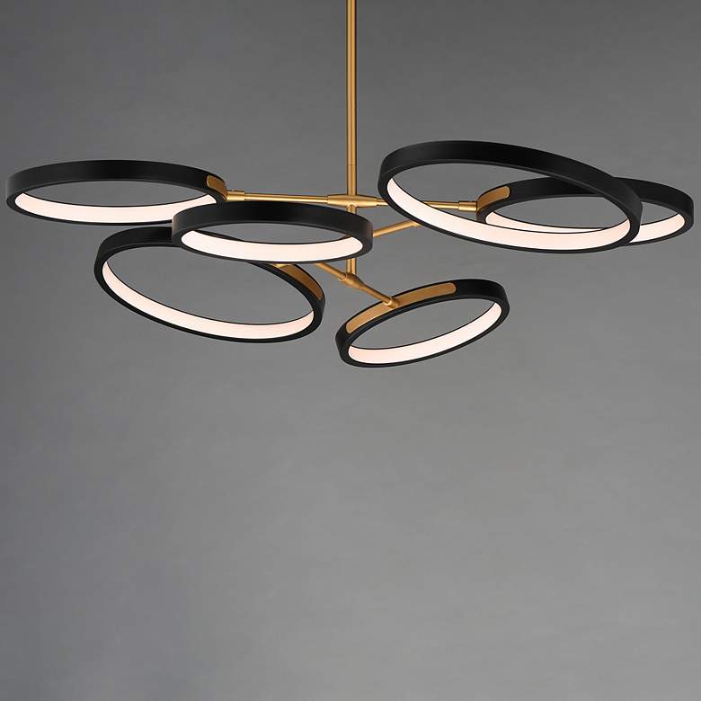 Image 3 ET2 Hoopla 47 1/4" Wide Black/Gold 6-Light LED Pendant more views