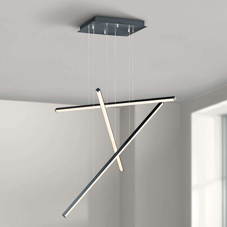 Image 1 ET2 Hover 47 1/2" Wide Black 3-Light LED Pendant Light