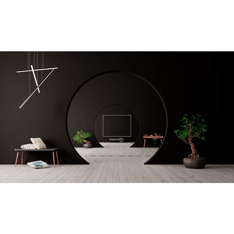Image 6 ET2 Hover 47 1/2" Wide Black 3-Light LED Pendant Light more views