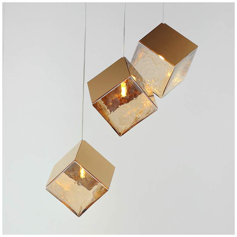 Image 3 ET2 Ice Cube 18 1/2" Wide French Gold 3-Light LED Pendant more views
