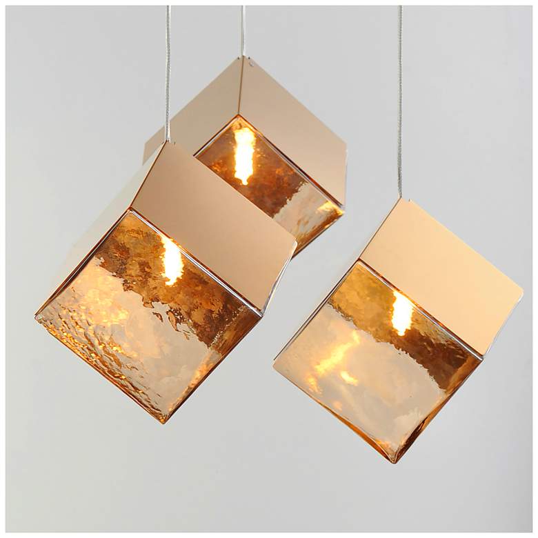 Image 5 ET2 Ice Cube 18 1/2" Wide French Gold 3-Light LED Pendant more views