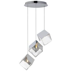 ET2 Ice Cube 18 1/2" Wide Polished Chrome 3-Light LED Pendant