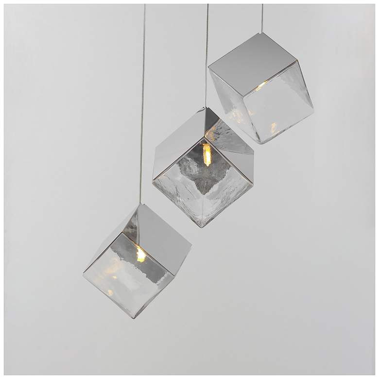 Image 2 ET2 Ice Cube 18 1/2" Wide Polished Chrome 3-Light LED Pendant more views