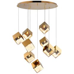 ET2 Ice Cube 33 1/2"W French Gold LED Multi-Light Pendant