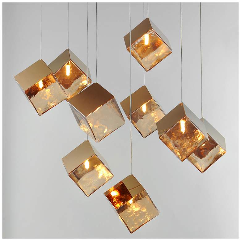 Image 2 ET2 Ice Cube 33 1/2" Wide French Gold 9-Light LED Pendant more views
