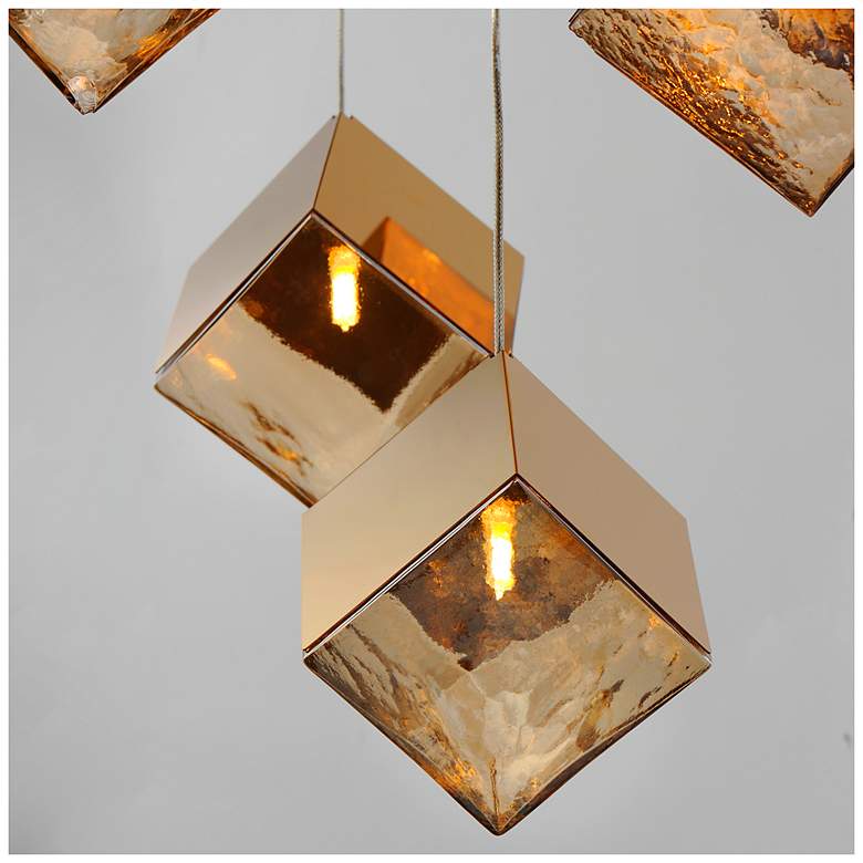 Image 4 ET2 Ice Cube 33 1/2" Wide French Gold 9-Light LED Pendant more views
