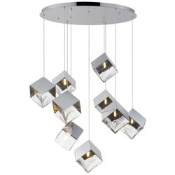 ET2 Ice Cube 33 1/2" Wide Polished Chrome 9-Light LED Pendant