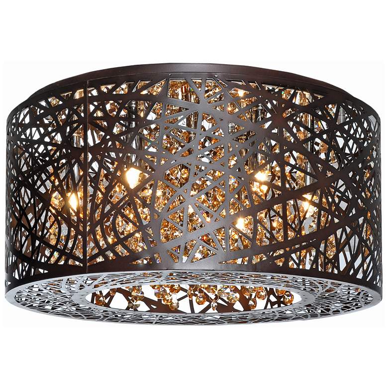 Image 2 ET2 Inca 15 3/4" Wide Bronze LED Modern Drum Ceiling Light