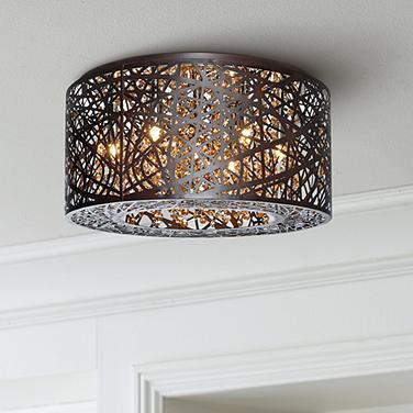 ET2 Inca 15 3/4" Wide Bronze LED Modern Drum Ceiling Light