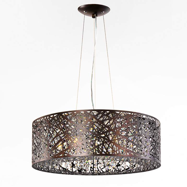 Image 4 ET2 Inca 23 1/2"W 9-Light Bronze Steel Pendant Light more views