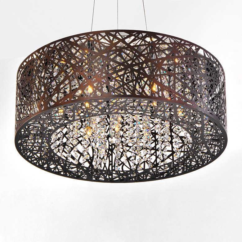 Image 6 ET2 Inca 23 1/2"W 9-Light Bronze Steel Pendant Light more views