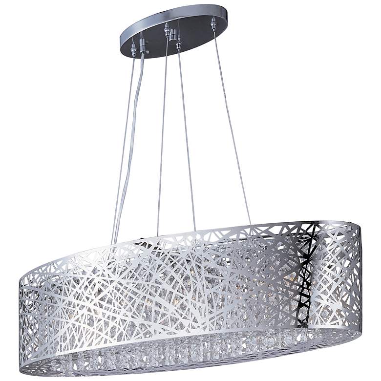 Image 1 ET2 Inca 34.7" Wide 9-Light Chrome Oval Modern Pendant