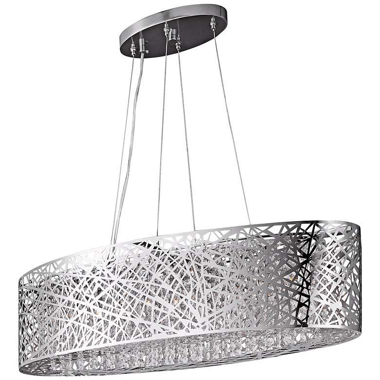 Image 2 ET2 Inca Web 32" Wide Polished Chrome Oval Pendant Light
